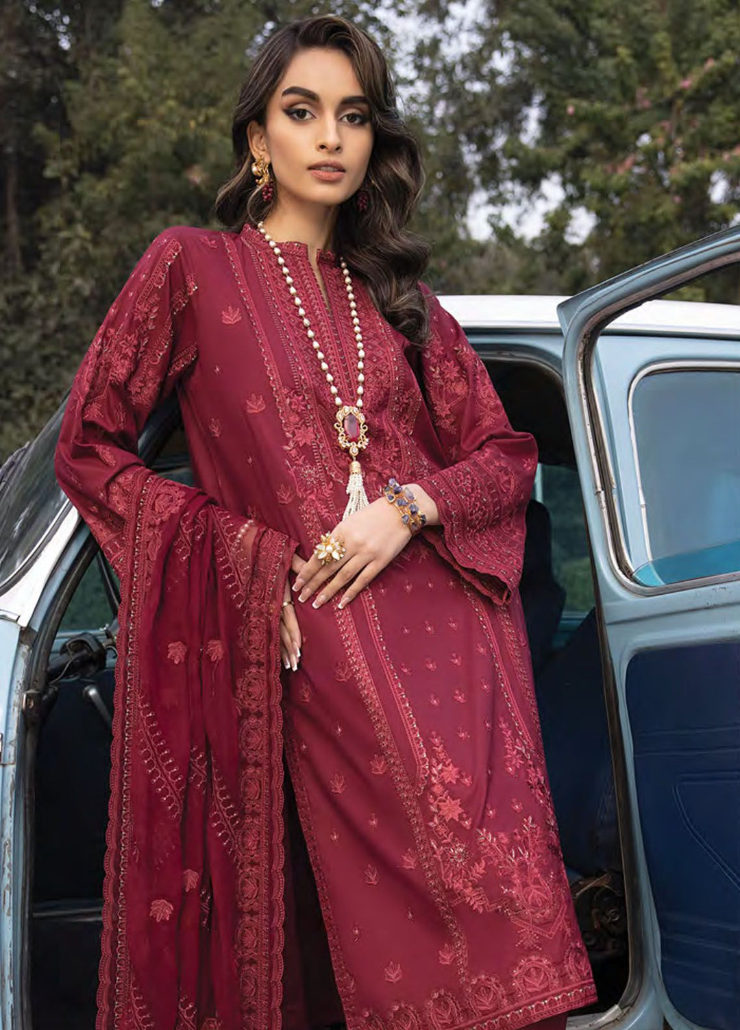 Lakhany Embroidered Lawn Suits Unstitched 3 Piece LSM24S LG-RM-0062 - Spring Summer Collection