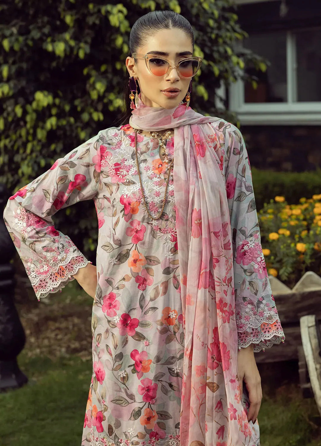 Lakhany Embroidered Lawn Suits Unstitched 3 Piece LSM25SE LG-RL-0150 - Summer Collection