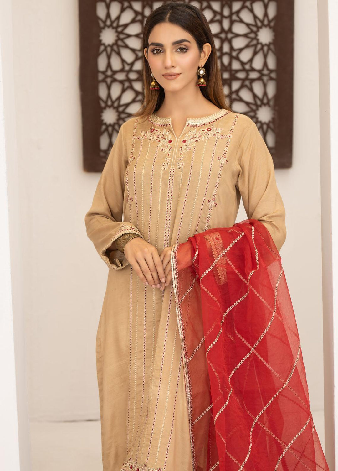 Lakhany Luxury Pret Embroidered Raw Silk 3 Piece Suit LSM21FP-2 LSM-2516