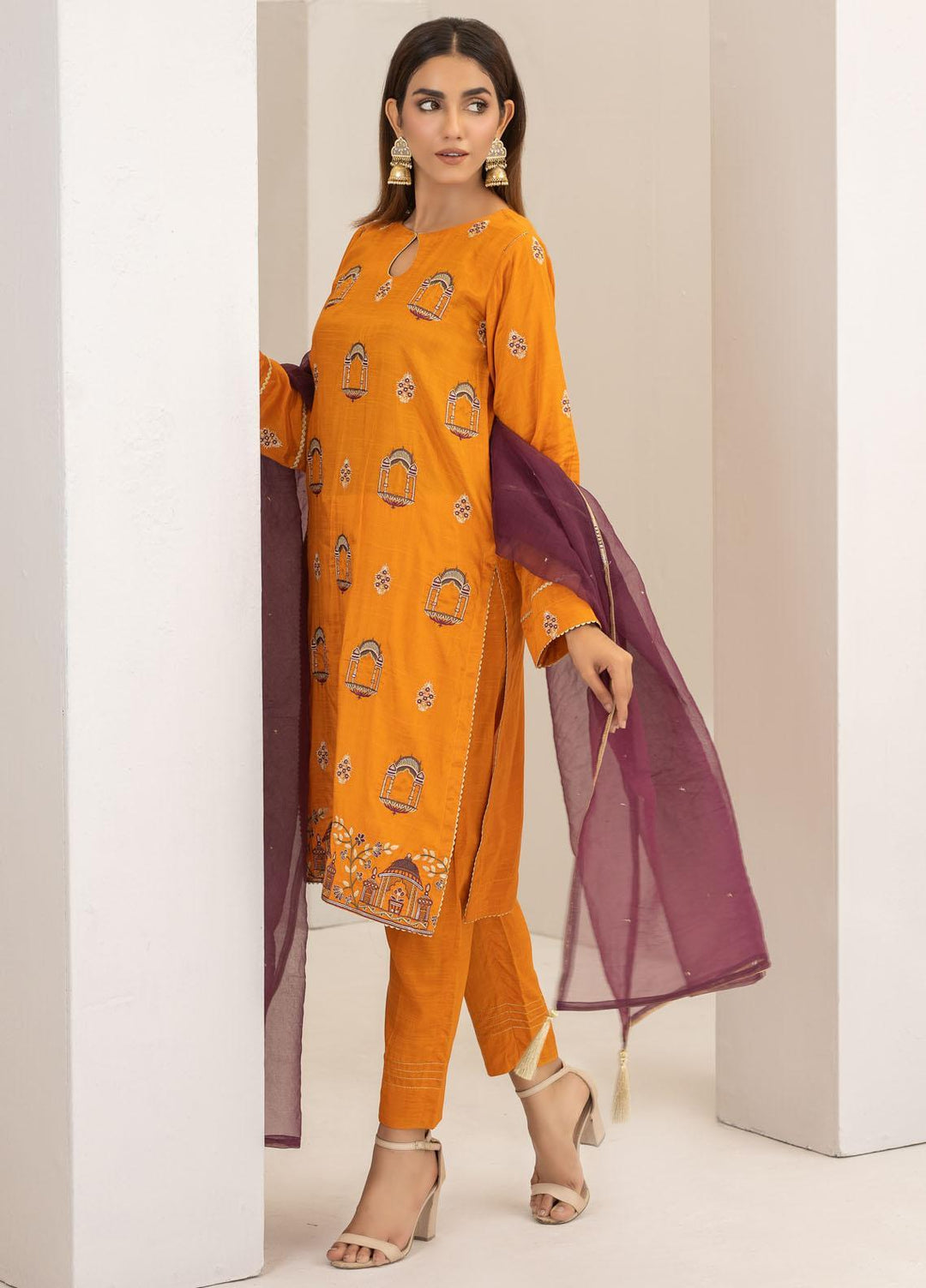 Lakhany Luxury Pret Embroidered Raw Silk 3 Piece Suit LSM21FP-2 LSM-2518