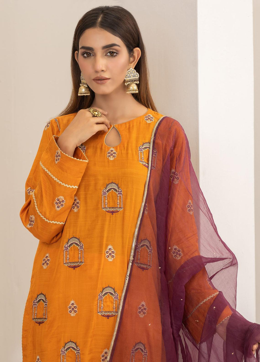 Lakhany Luxury Pret Embroidered Raw Silk 3 Piece Suit LSM21FP-2 LSM-2518