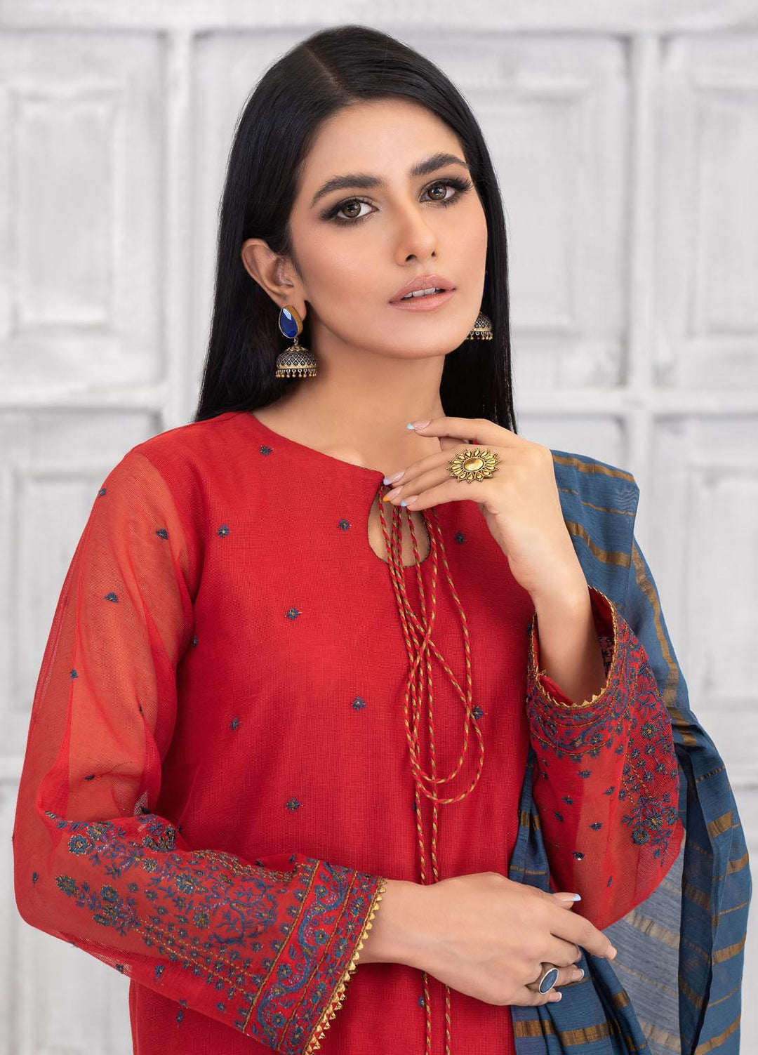 Lakhany Luxury Pret Embroidered Khaadi Net 3 Piece Suit LSM21FP-3 LSM-2556