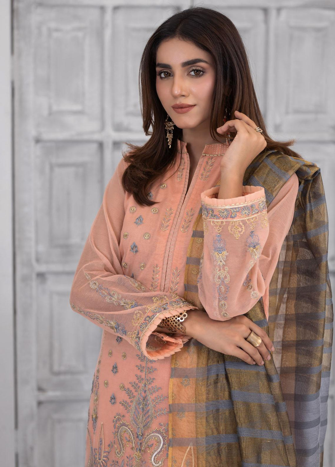 Lakhany Luxury Pret Embroidered Khaadi Net 3 Piece Suit LSM21FP-3 LSM-2557