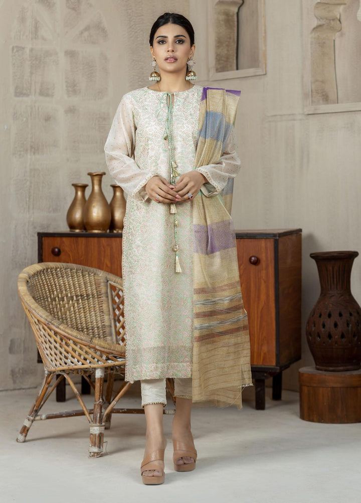 Lakhany Pret Block Print Net 3 Piece Suit LSM-2601