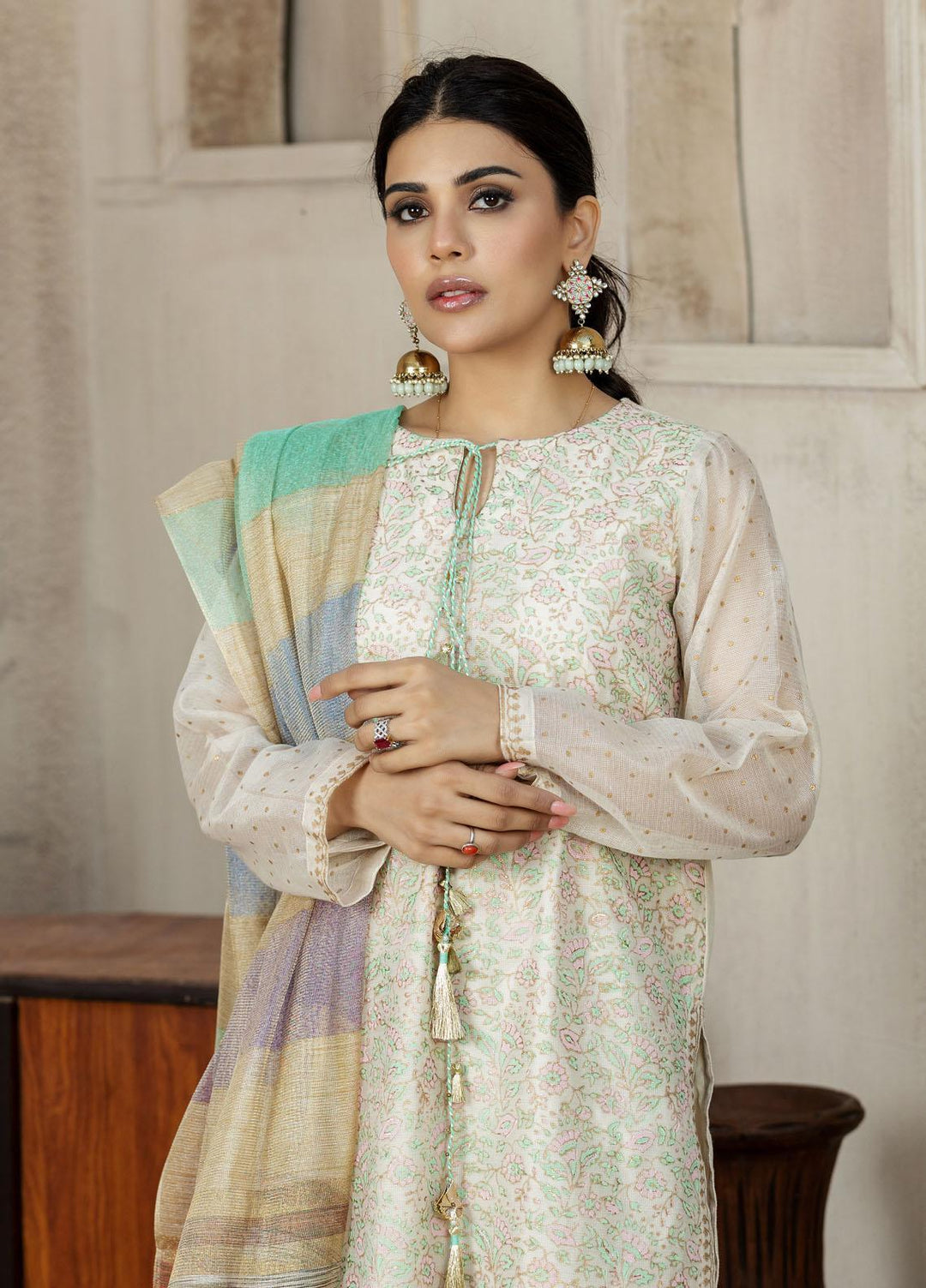 Lakhany Pret Block Print Net 3 Piece Suit LSM-2601