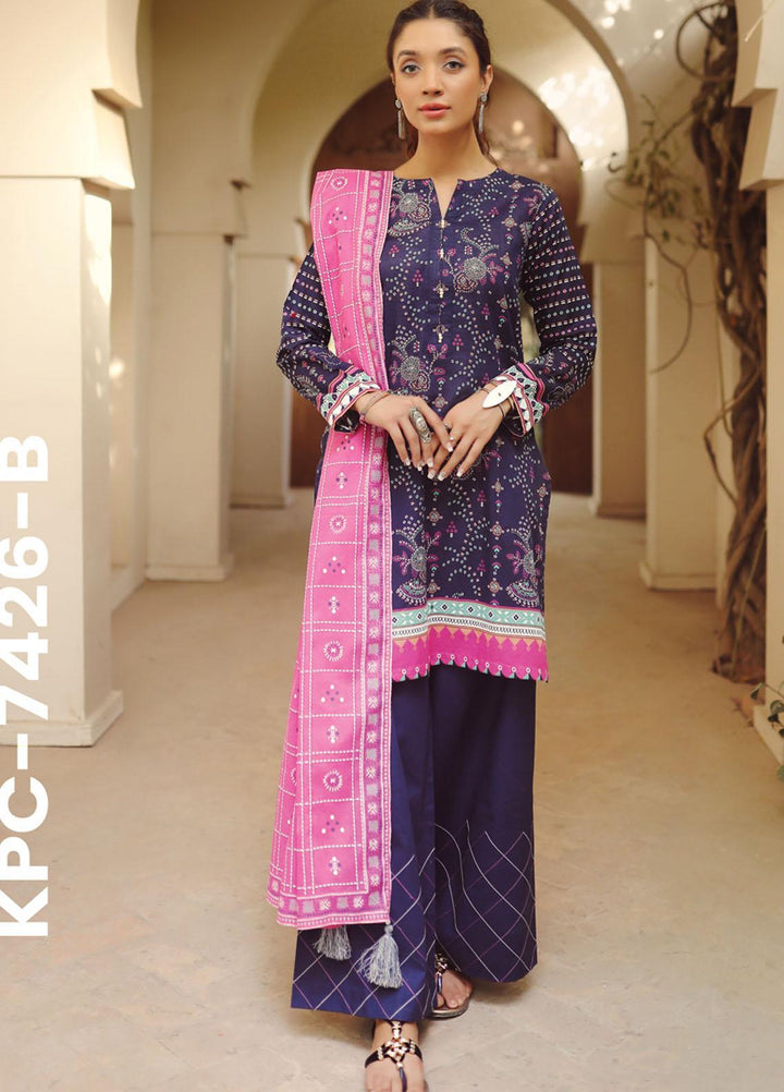 Komal Prints By Lakhany Printed Lawn Suits Unstitched 3 Piece LSM22KP KPC-7426-B - Summer Collection