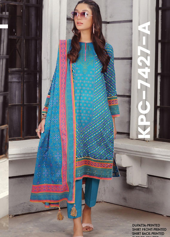 Komal Prints By Lakhany Printed Lawn Suits Unstitched 3 Piece LSM22KP KPC-7427-A - Summer Collection