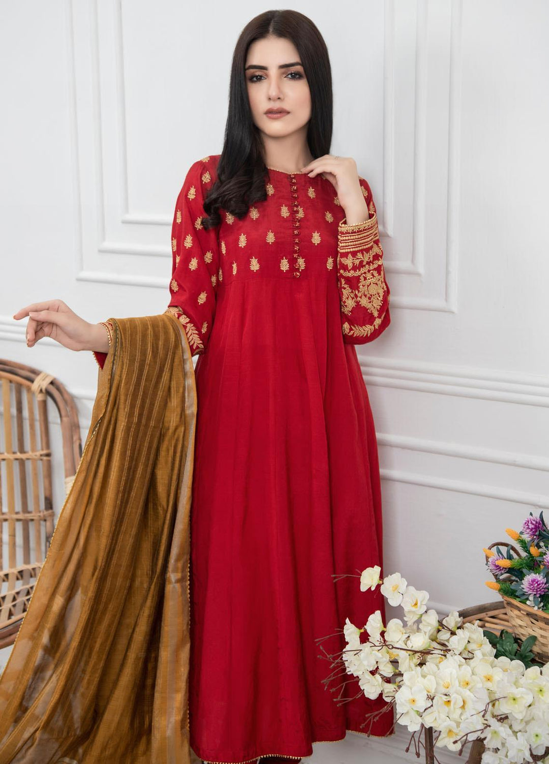Lakhany Embroidered Raw Silk Stitched 3 Piece Suit LSM21LP-6 LSM-2229