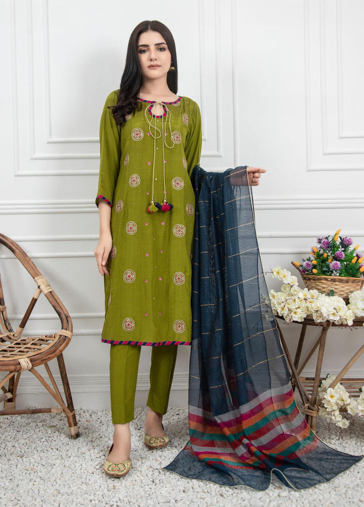 Lakhany Embroidered Raw Silk Stitched 3 Piece Suit LSM21LP-6 LSM-2231