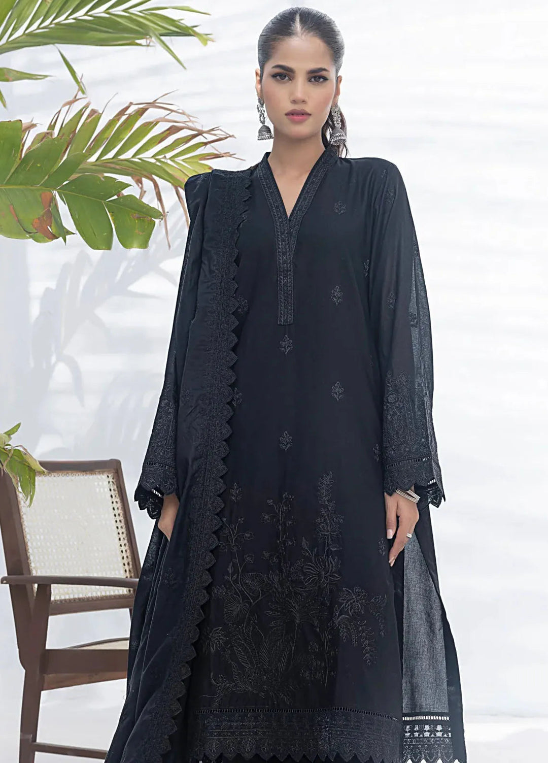 Lakhany Monochrome Embroidered Lawn Suit Unstitched 3 Piece LSM24ML LG-IZ-0183 - Summer Collection