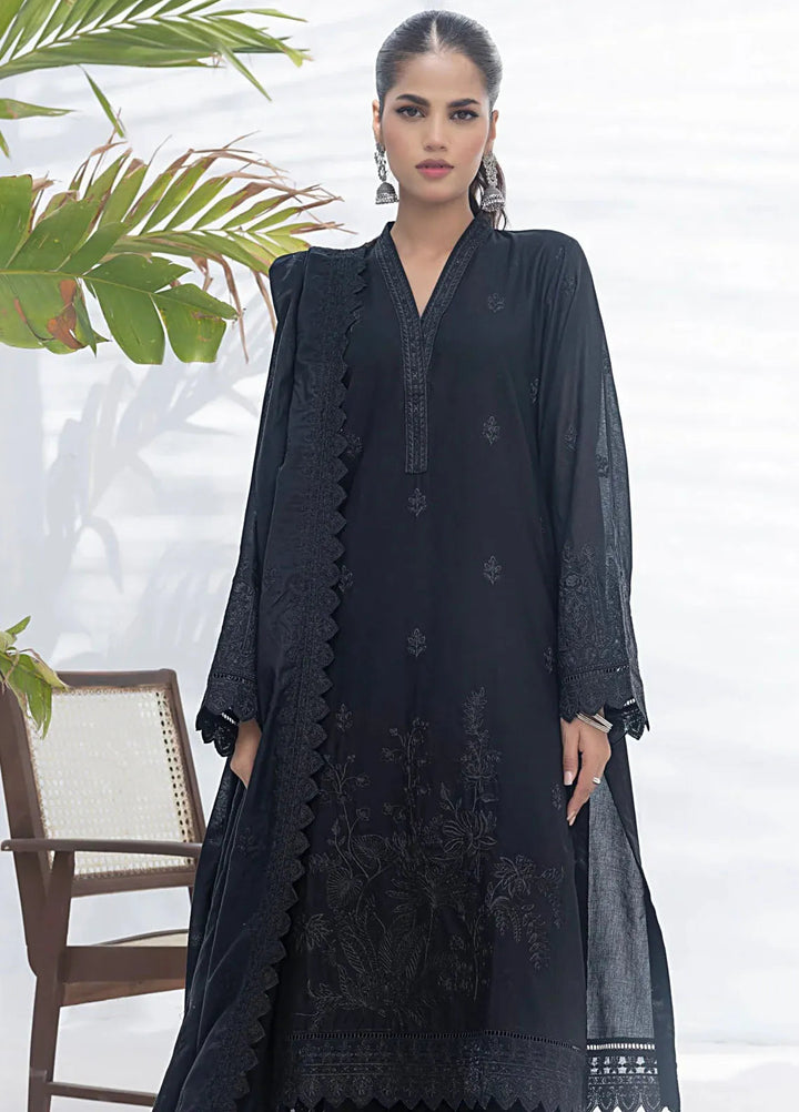Lakhany Monochrome Embroidered Lawn Suit Unstitched 3 Piece LSM24ML LG-IZ-0183 - Summer Collection