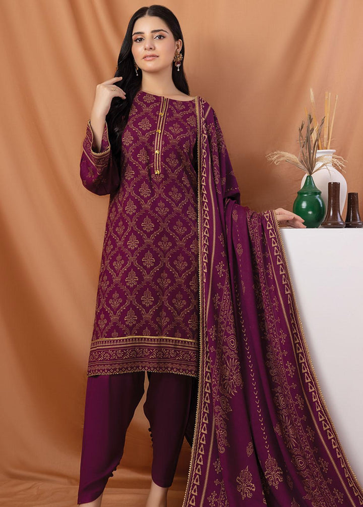 Lakhany Printed Pashmina Suits Unstitched 3 Piece LSM22P PPC-304-B - Winter Collection