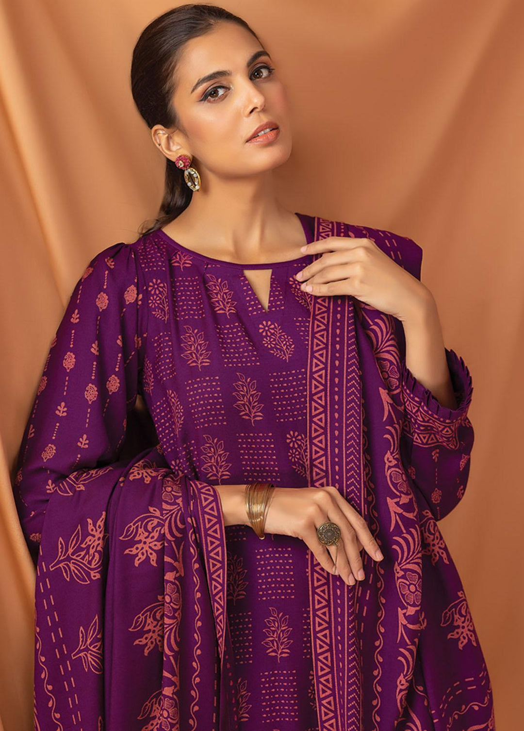 Lakhany Printed Pashmina Suits Unstitched 3 Piece LSM22P PPC-305-A - Winter Collection