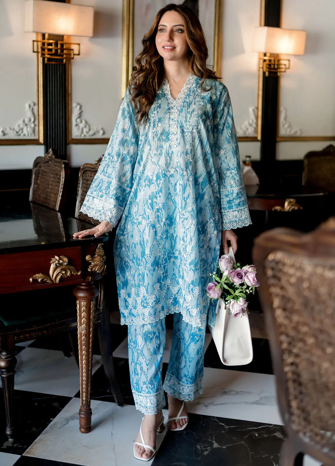 Lakhany Pret Embroidered Cambric 2 Piece Suit LG-MB-0004-W-PRT-2P