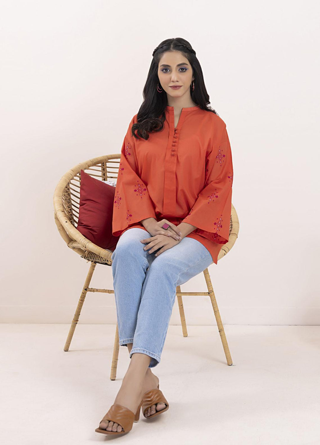 Lakhany Casual Pret  Cambric Top LG-SS-0024-W-EMB-1P