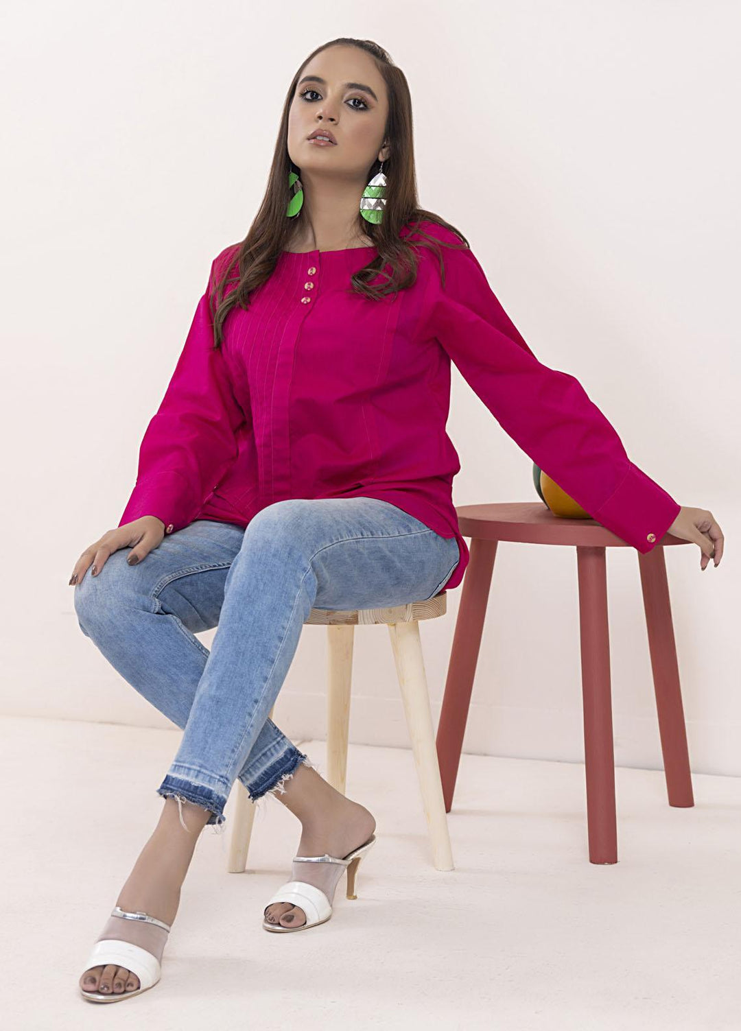 Lakhany Casual Pret  Cambric Top LG-SS-0041-W-EMB-1P