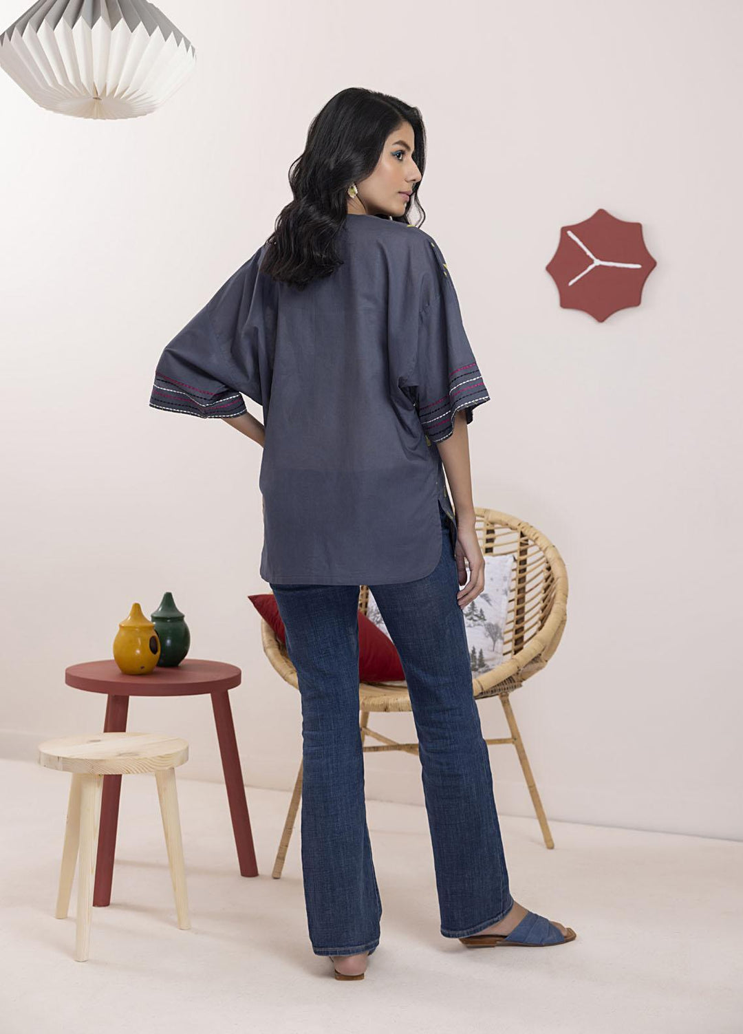 Lakhany Casual Pret  Cambric Top LG-RN-0019-W-EMB-1P