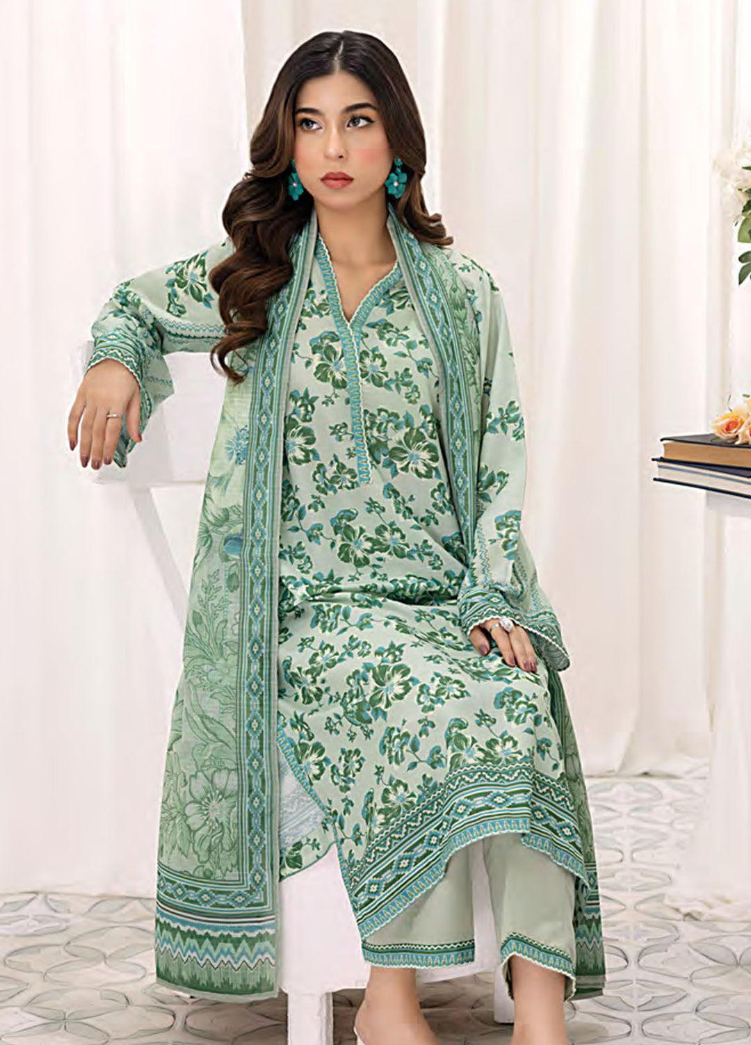 Lakhany Printed Bana dora Suits Unstitched 3 Piece LSM25MP MP-0102 - Summer Collection