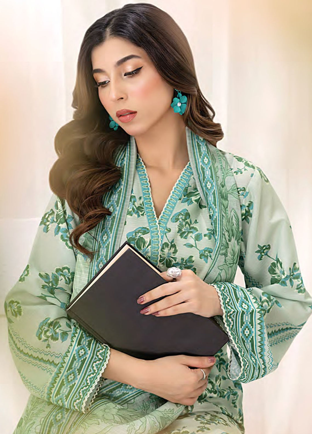 Lakhany Printed Bana dora Suits Unstitched 3 Piece LSM25MP MP-0102 - Summer Collection