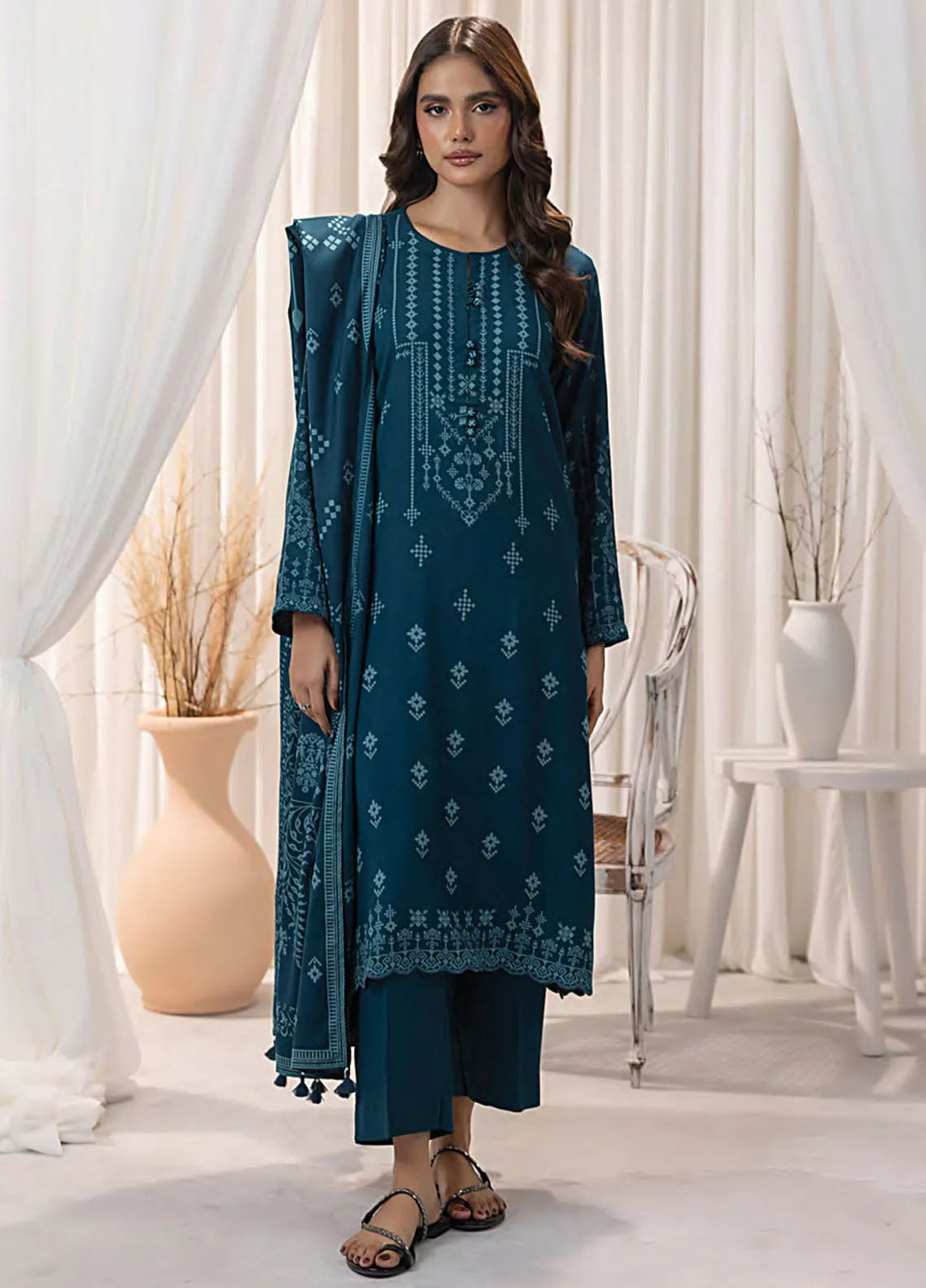 Lakhany Printed Wool Suit Unstitched 3 Piece LSM24CW LG-RL-0127-C - Winter Collection