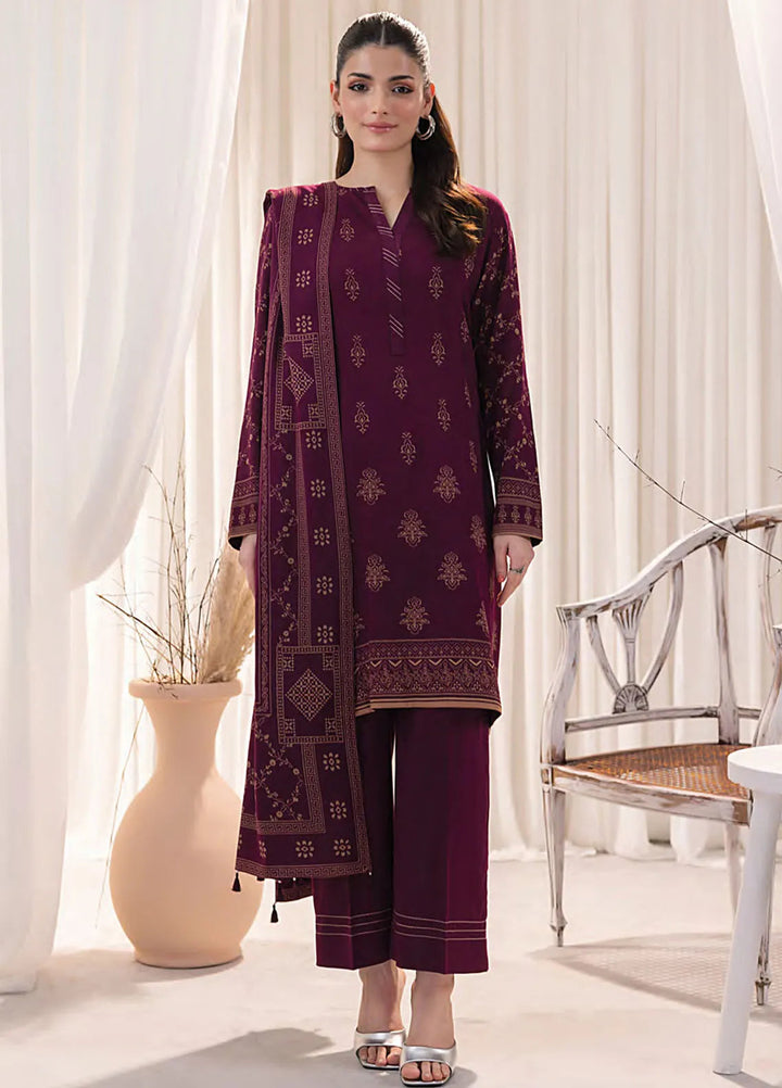 Lakhany Printed Wool Suit Unstitched 3 Piece LSM24CW LG-RL-0128-B - Winter Collection