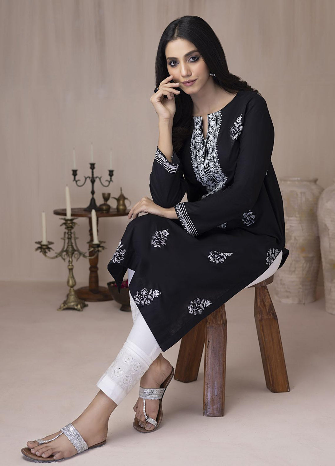 Lakhany Pret Embroidered Cambric Kurti LSM-3044
