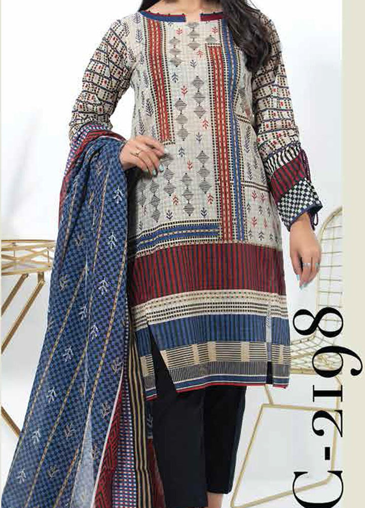 Lakhany Printed Lawn Suits Unstitched 2 Piece LSM21-SP2 TPC-2198 - Summer Collection