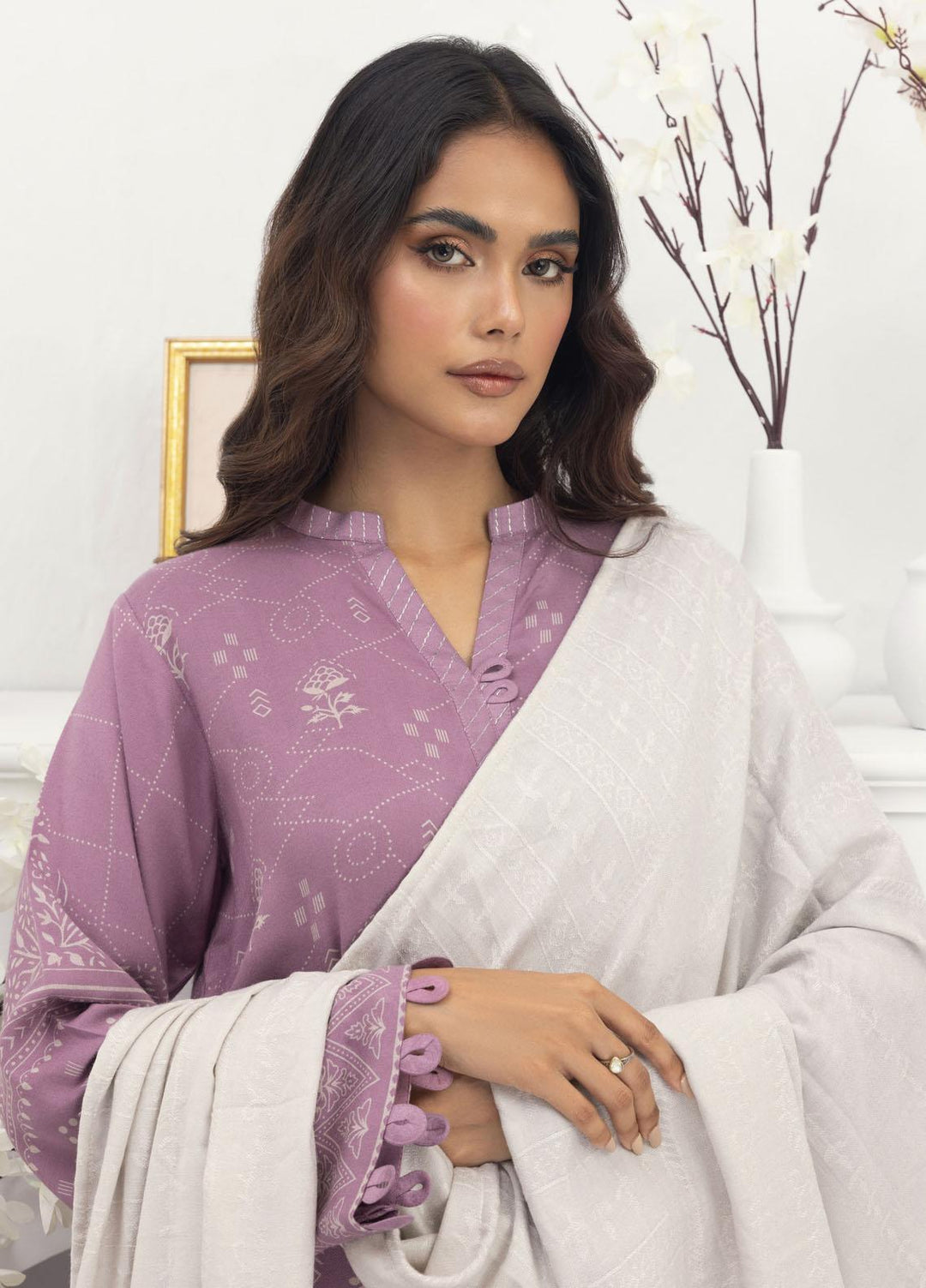 Lakhany Printed Pashmina Suits Unstitched 3 Piece LSM23PS LG-EA-0476-B - Winter Collection