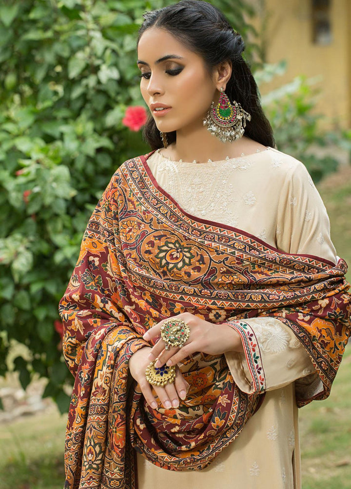 Lakhany Embroidered Karandi Suits Unstitched 3 Piece LSM22WE WEC-SR-0052 Cream - Winter Collection