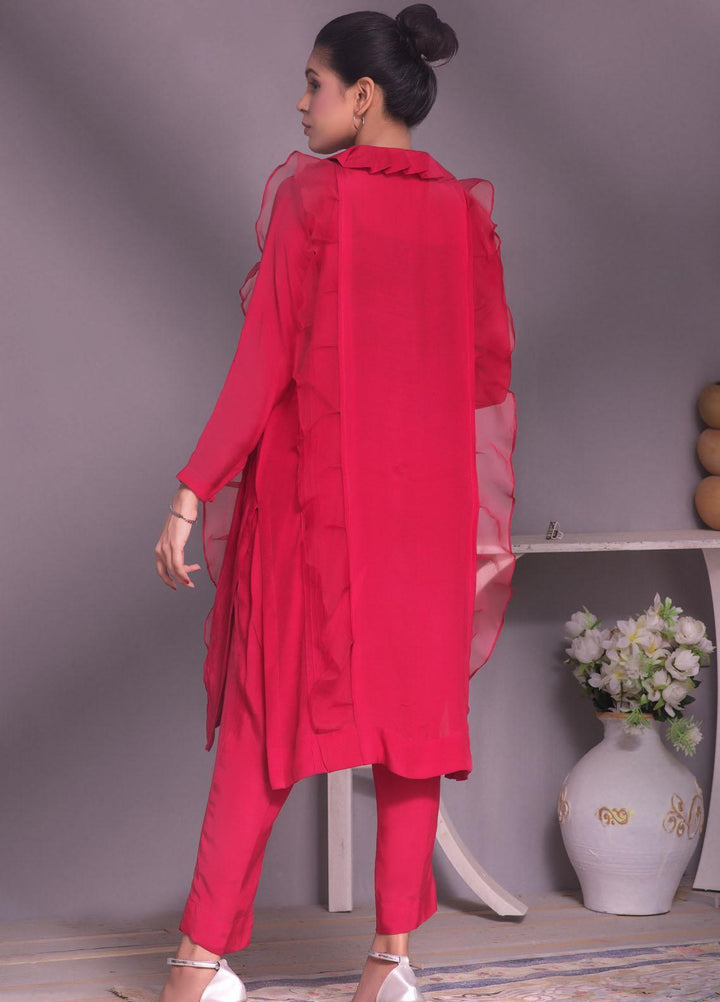 Lalam Casual Pret  Silk 2 Piece Suit LM23CP Fuschia Pink