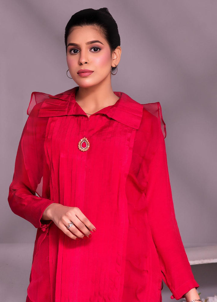 Lalam Casual Pret  Silk 2 Piece Suit LM23CP Fuschia Pink