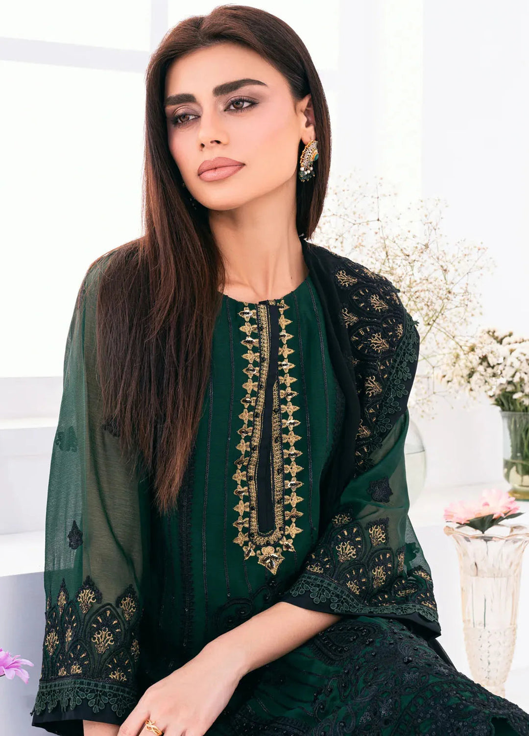 Lallaria by Noorma Kaamal Embroidered Chiffon Suit Unstitched 4 Piece NKL24L NK-LLC-22 - Festive Collection