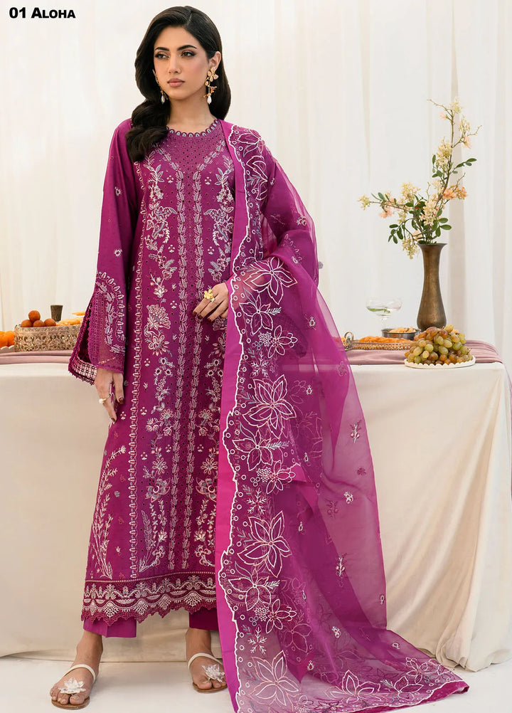 Lamhay by Zarif Embroidered Lawn Suit Unstitched 3 Piece ZF25LL LMLW-01 Aloha - Summer Collection