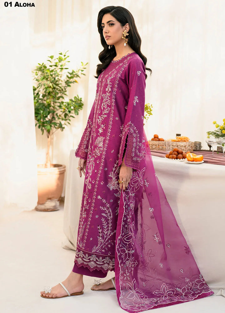 Lamhay by Zarif Embroidered Lawn Suit Unstitched 3 Piece ZF25LL LMLW-01 Aloha - Summer Collection