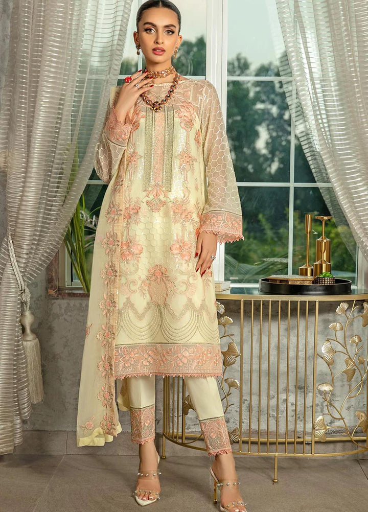 Lamhe By Meeral Embroidered Chiffon Suits Unstitched 3 Piece MRL24LM D-05 Jasmine - Formal Collection