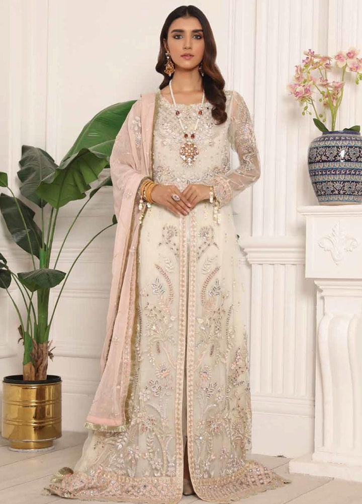 Lamour by Emaan Adeel Embroidered Net Suits Unstitched 3 Piece EA21LC LR-02 - Luxury Collection