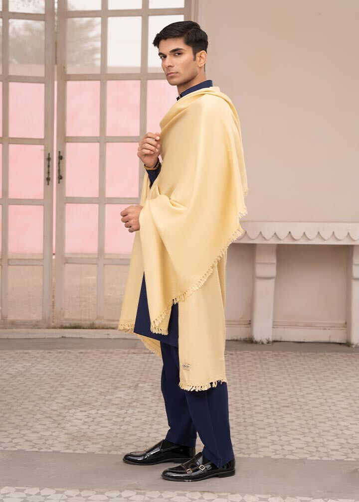 Muraqsh Ready To Wear Solids  Men Cream Wool Shawl ABD-CSTD - Winter Collection