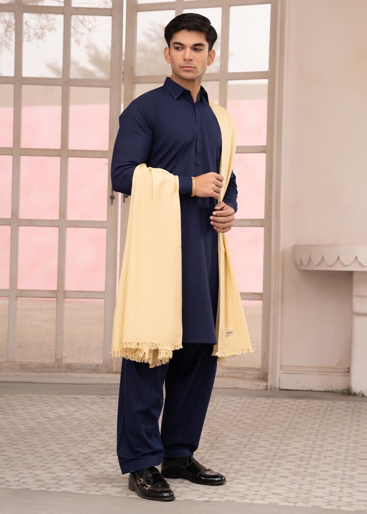 Muraqsh Ready To Wear Solids  Men Cream Wool Shawl ABD-CSTD - Winter Collection