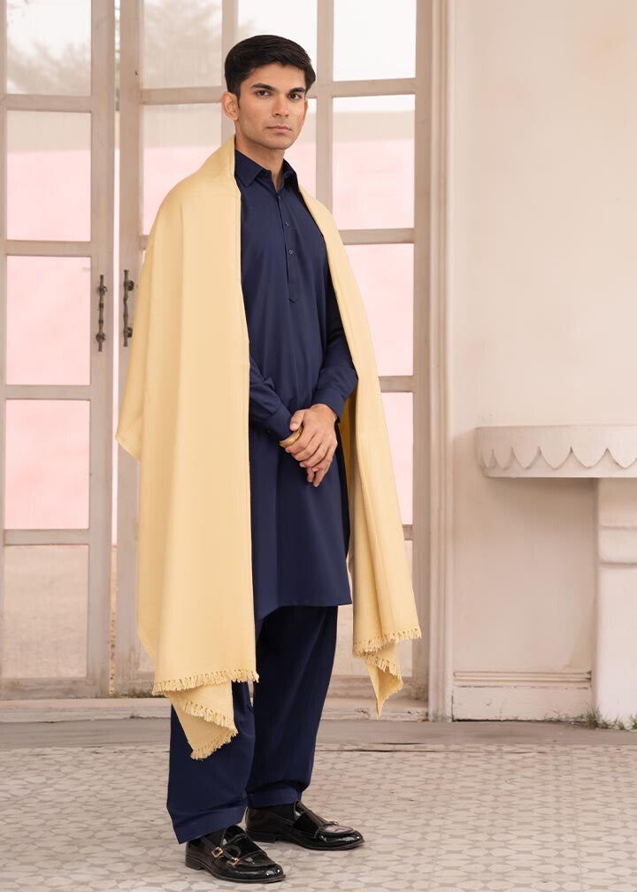 Muraqsh Ready To Wear Solids  Men Cream Wool Shawl ABD-CSTD - Winter Collection