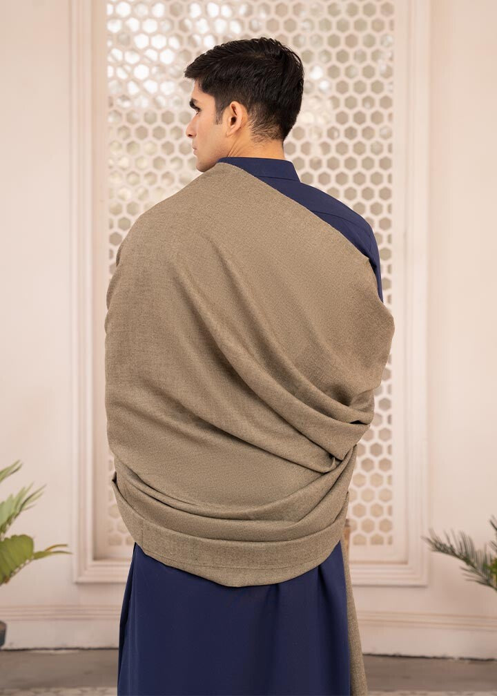 Muraqsh Ready To Wear Solids  Men Peanut Brown Wool Shawl ABD-PWSTD - Winter Collection