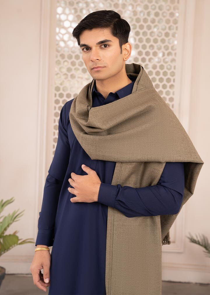 Muraqsh Ready To Wear Solids  Men Peanut Brown Wool Shawl ABD-PWSTD - Winter Collection