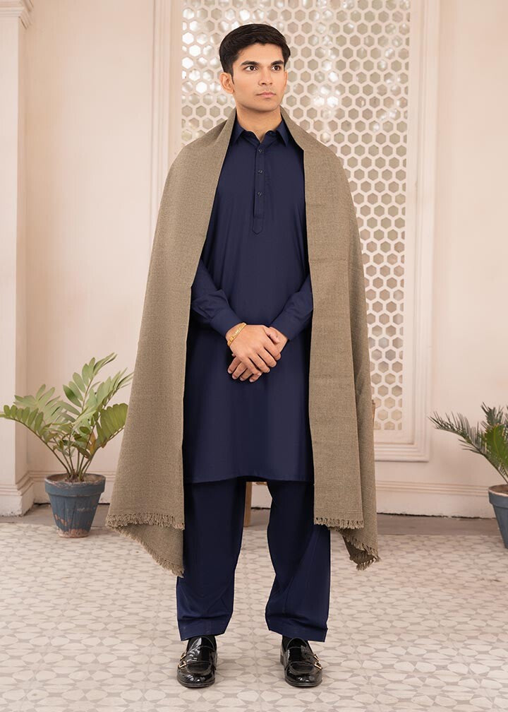 Muraqsh Ready To Wear Solids  Men Peanut Brown Wool Shawl ABD-PWSTD - Winter Collection