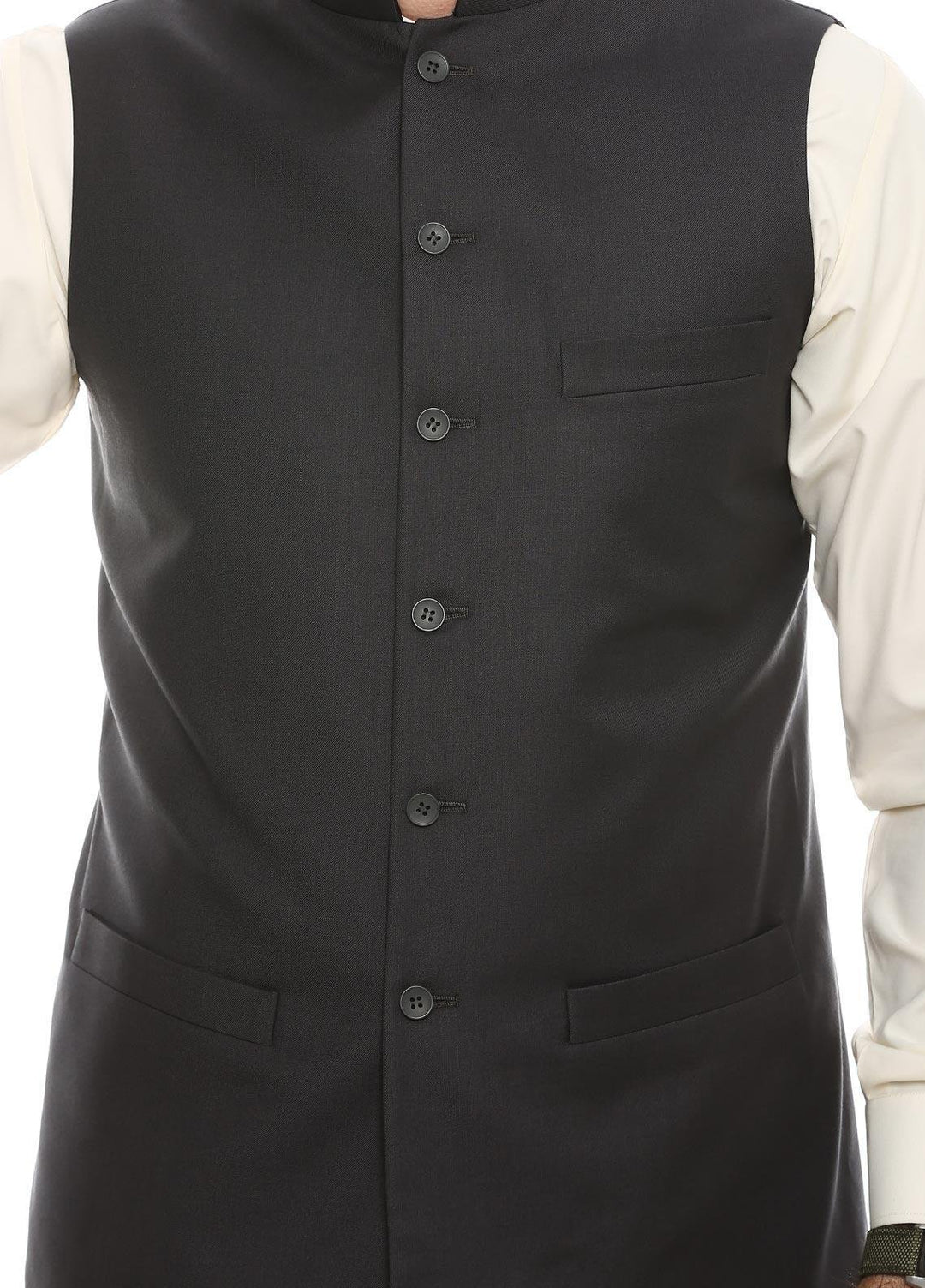 Lawrencepur Poly Viscose Plain Waistcoats for Men -  2240-22508-020-0-003 Grey