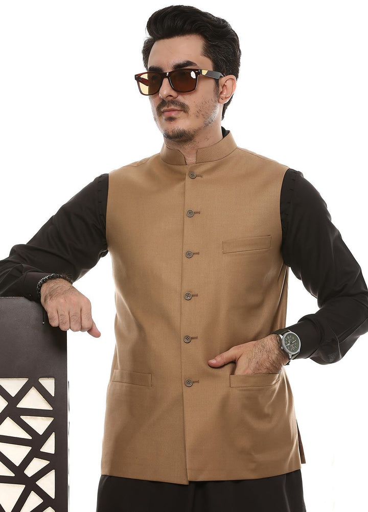 Lawrencepur Poly Viscose Plain Waistcoats for Men -  2240-22508-040-0-002 Brown