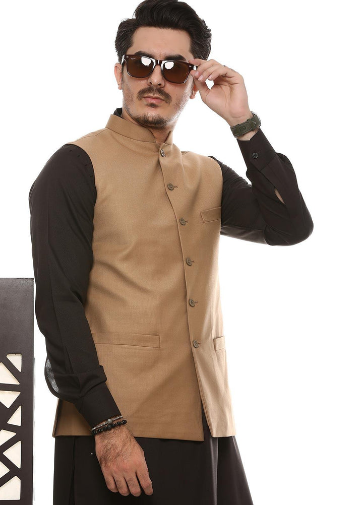 Lawrencepur Poly Viscose Plain Waistcoats for Men -  2240-22508-040-0-002 Brown