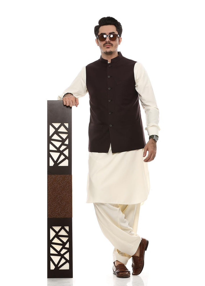 Lawrencepur Poly Viscose Plain Men Waistcoats -  2240-22508-070-0-001 Maroon