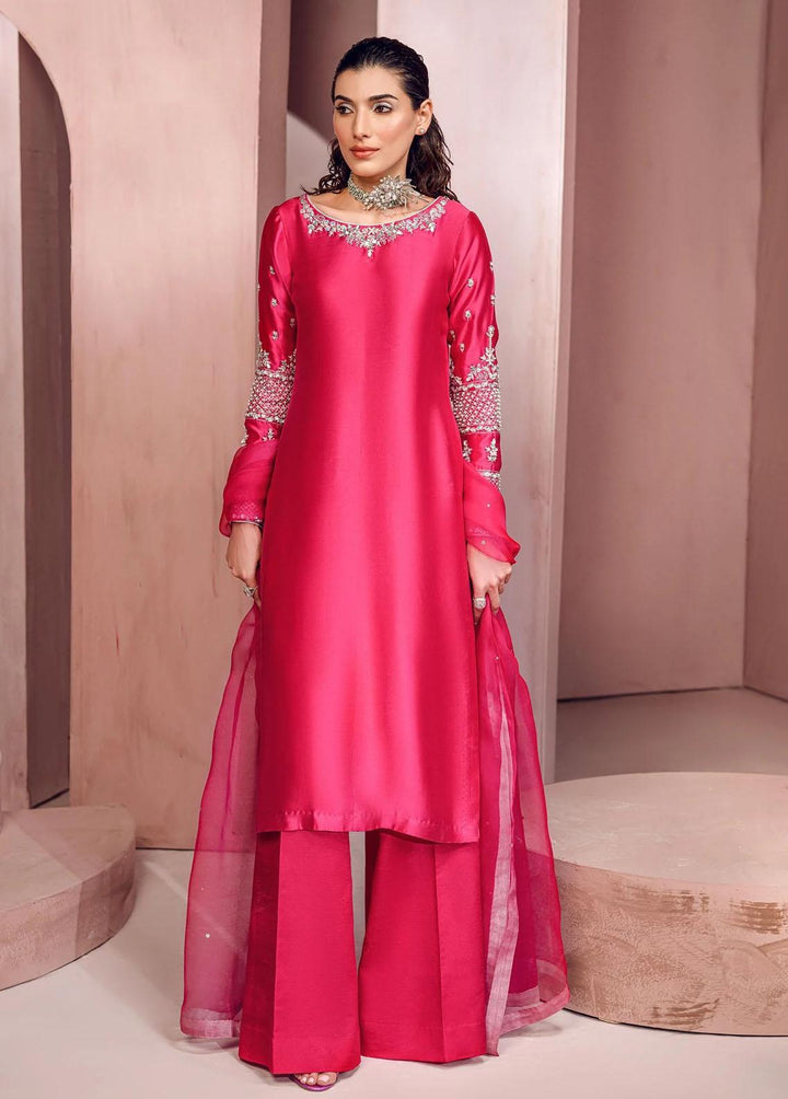 Mahum Asad Pret Embroidered Silk 3 Piece Suit MA23LF Blush Berry