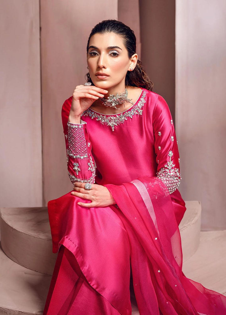 Mahum Asad Pret Embroidered Silk 3 Piece Suit MA23LF Blush Berry