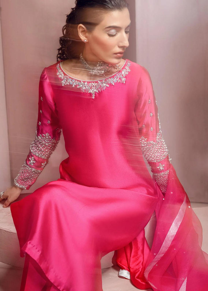 Mahum Asad Pret Embroidered Silk 3 Piece Suit MA23LF Blush Berry