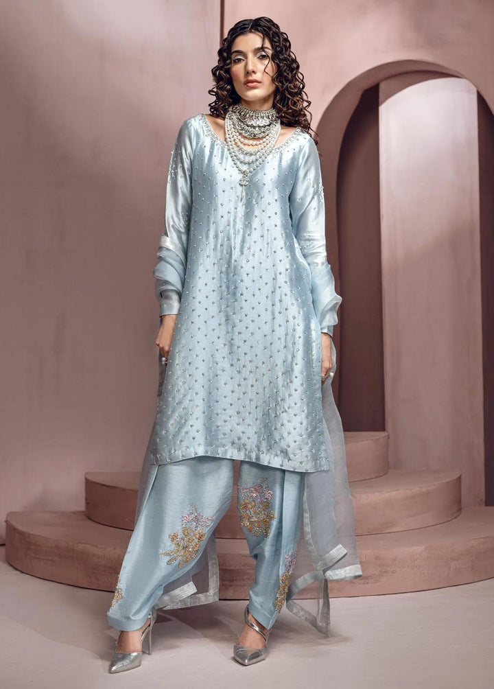 Mahum Asad Pret Embroidered Silk 3 Piece Suit MA23LF Fairy Dust